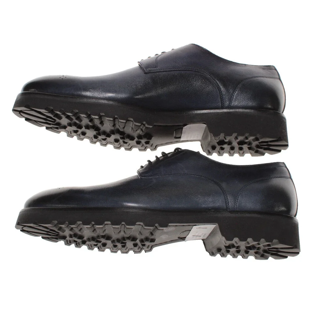 Di Bianco NWD Lace Up Derby Dress Shoes Size 42 (US 9) in Navy Blue Leather